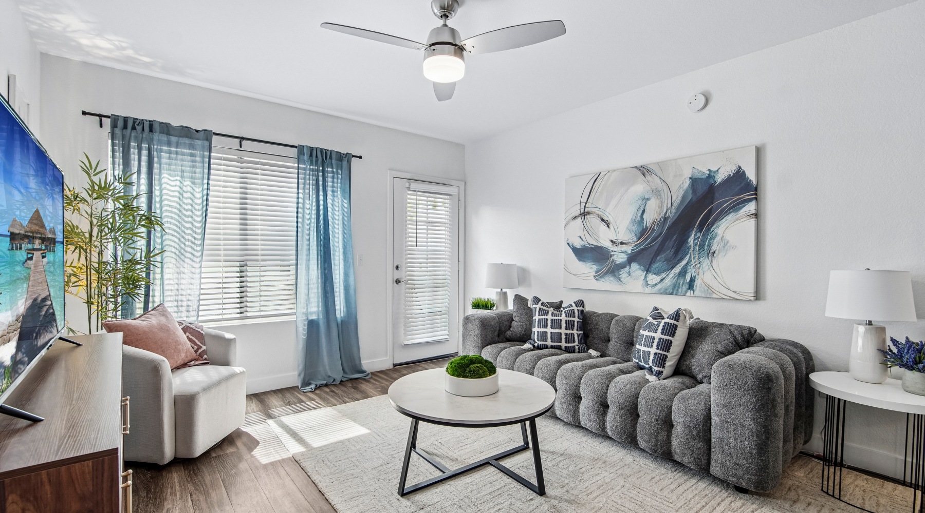 Open space living area with natural lighting
