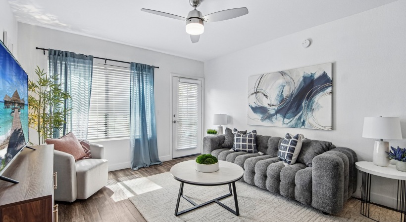 Open space living area with natural lighting