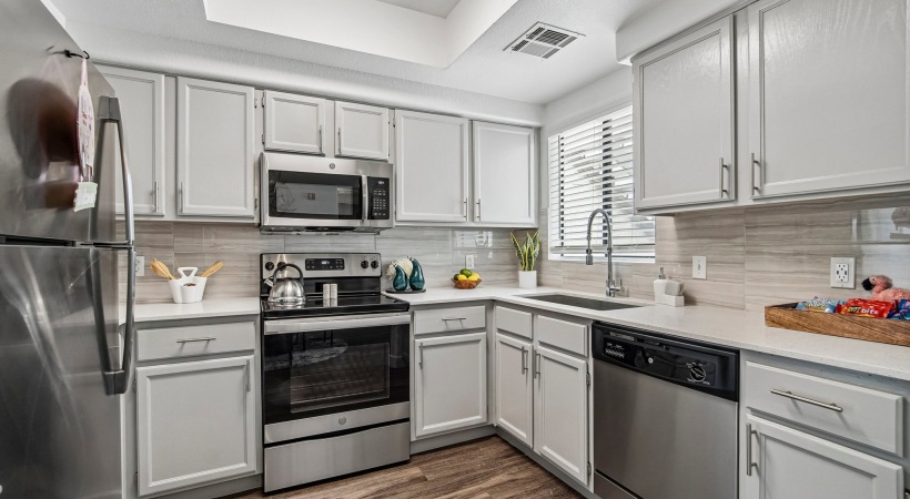 Well-lit kitchen with ample counter space