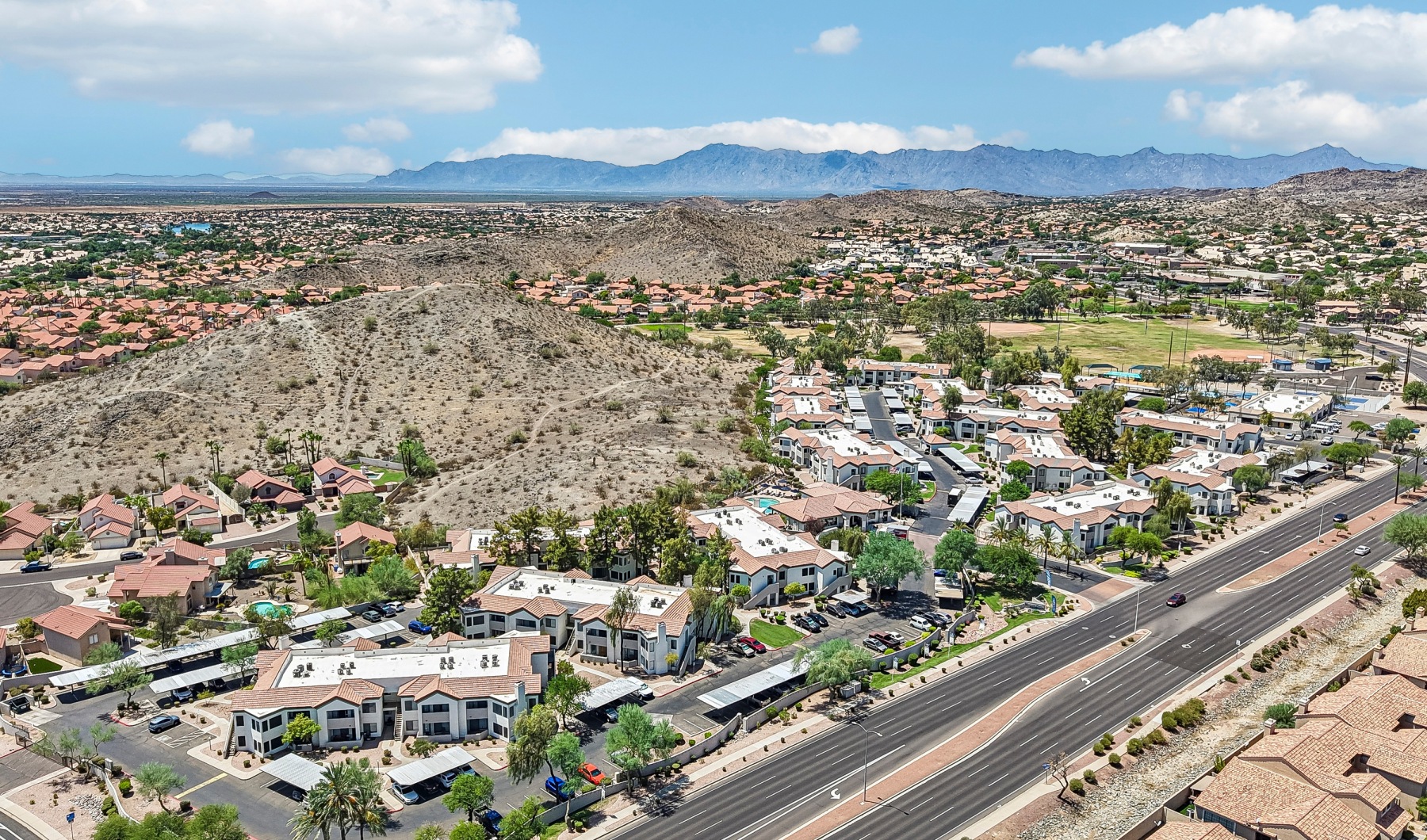 many buildings in the desert
