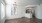 a kitchen with white walls
