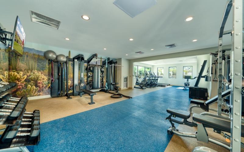a gym with exercise equipment